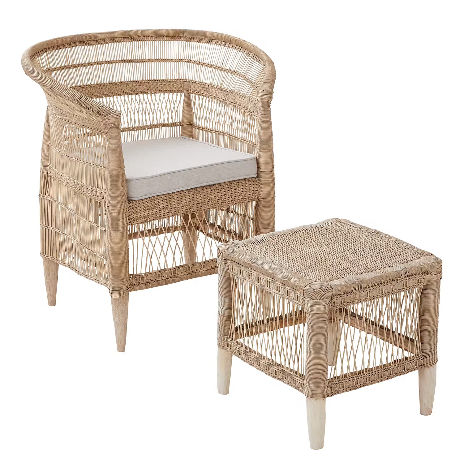 BOHO LOUNGE Hocker - Rattan - Natur