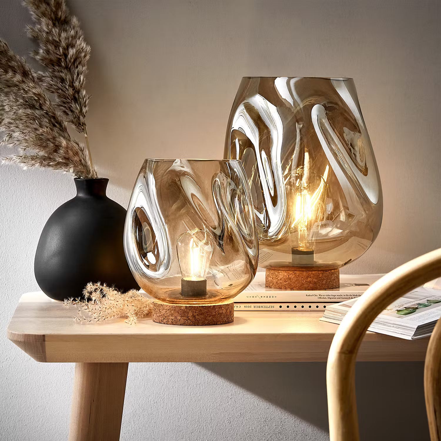 LIGHT ART Tischleuchte 2-tlg. - Glas / PVC - 1-flammig