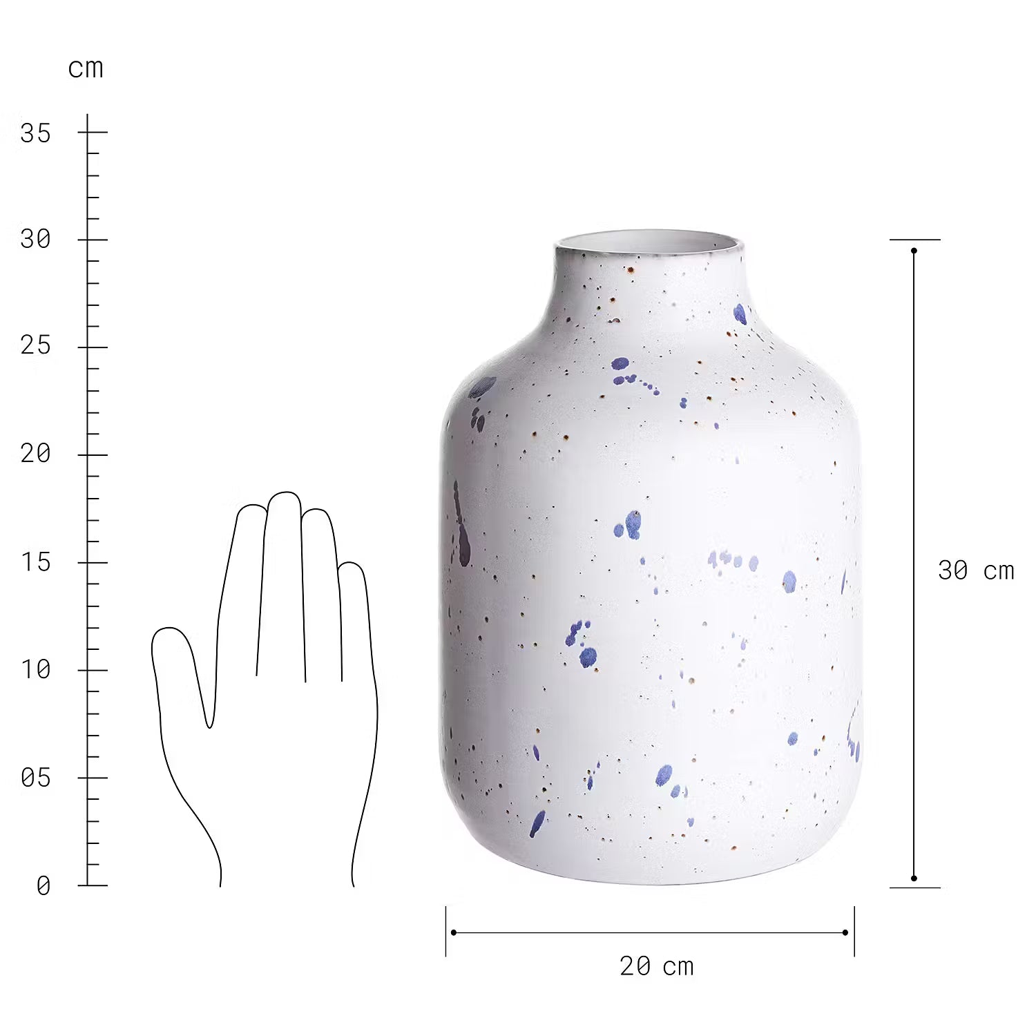 SPLASH Vase mit Sprenkeln - Terracotta - Weiß / Blau