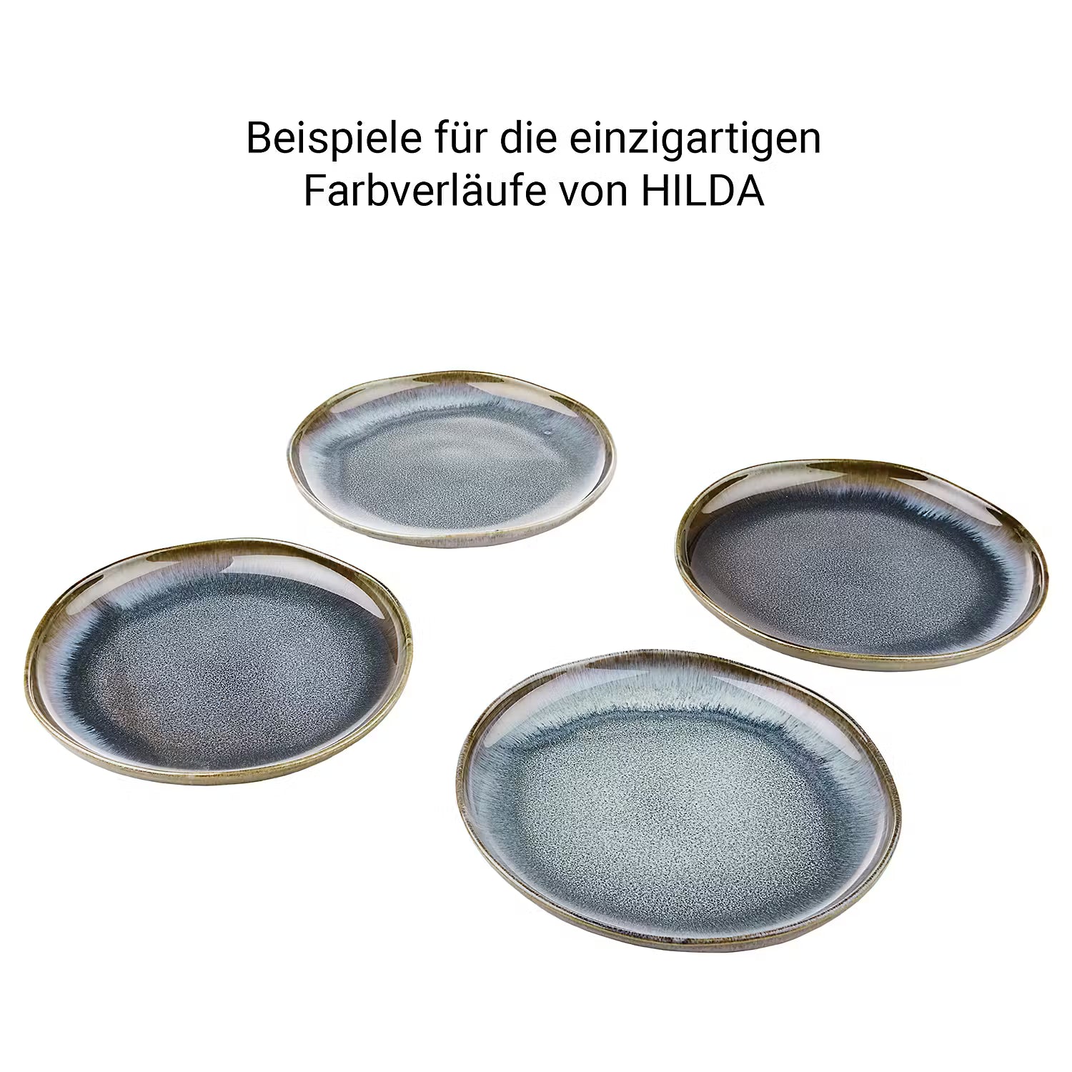 HILDA Frühstücksteller 4er-Set - Steinzeug - Dunkelblau