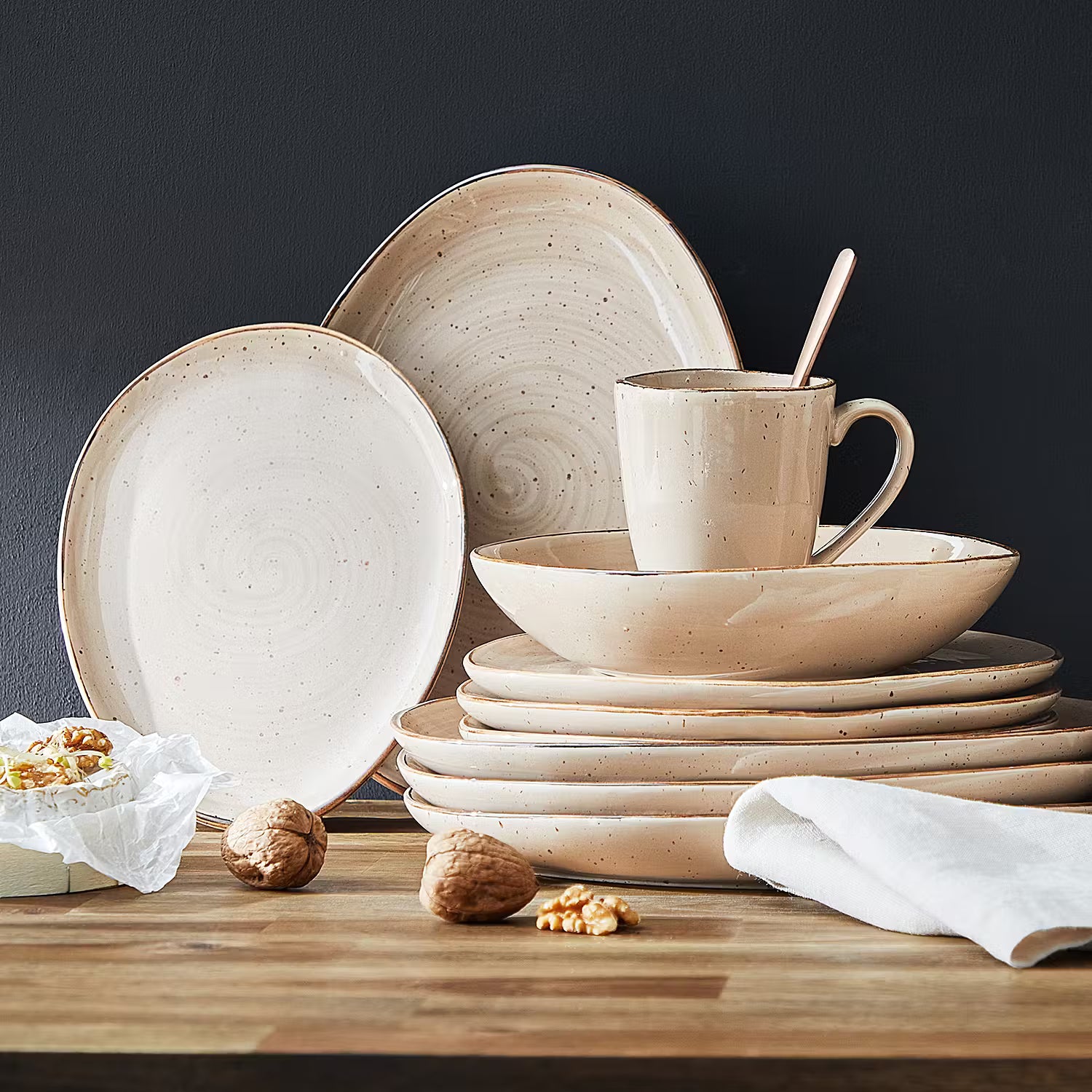 FINCA Platzteller 4er-Set - Porzellan - Beige
