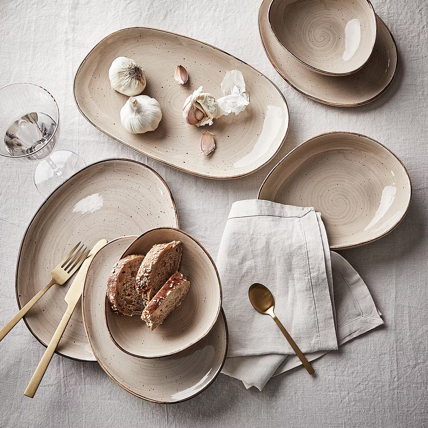 FINCA Platzteller 4er-Set - Porzellan - Beige