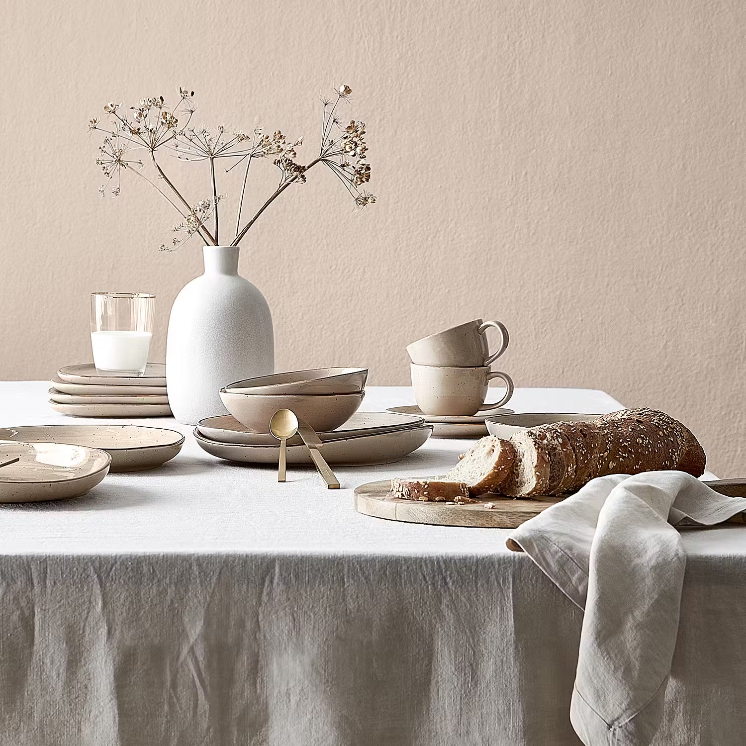 FINCA Platzteller 4er-Set - Porzellan - Beige