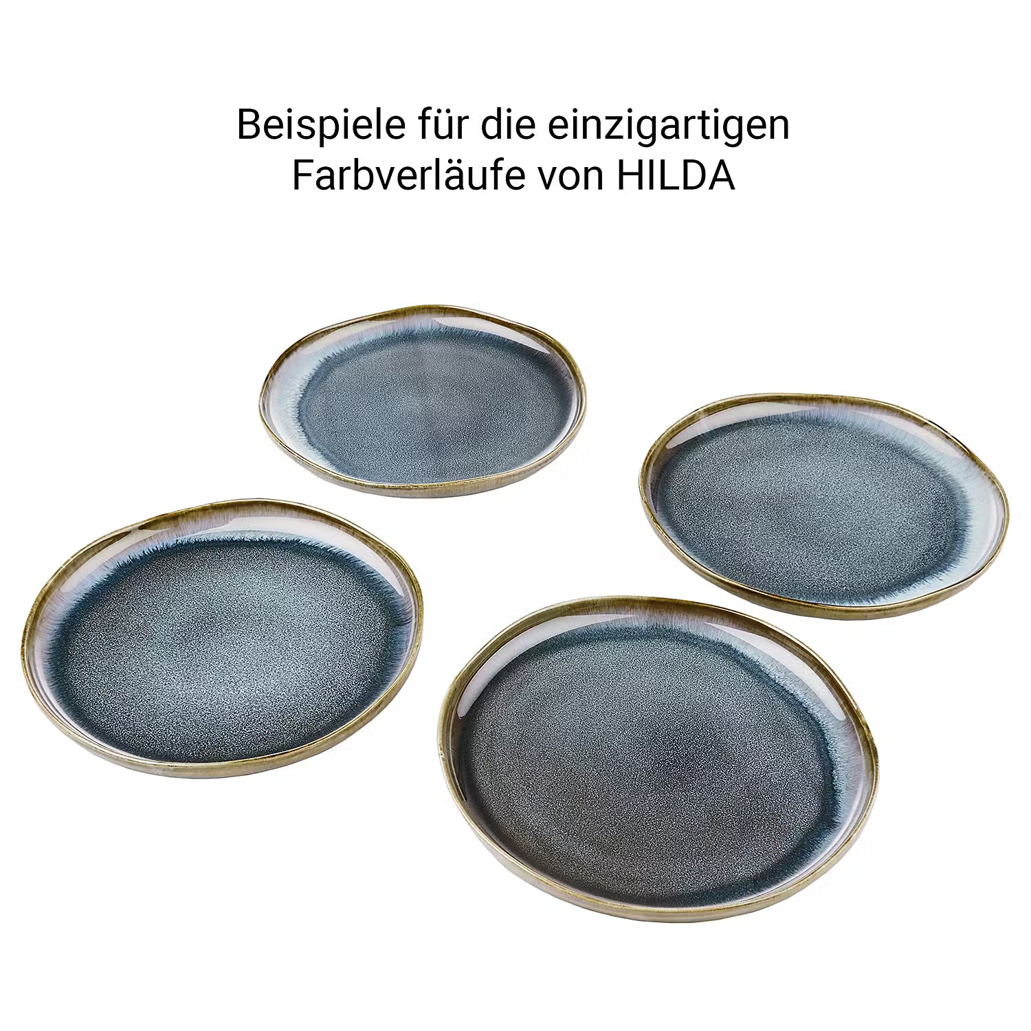 HILDA Teller-Set 8-tlg. - Steinzeug - Dunkelblau