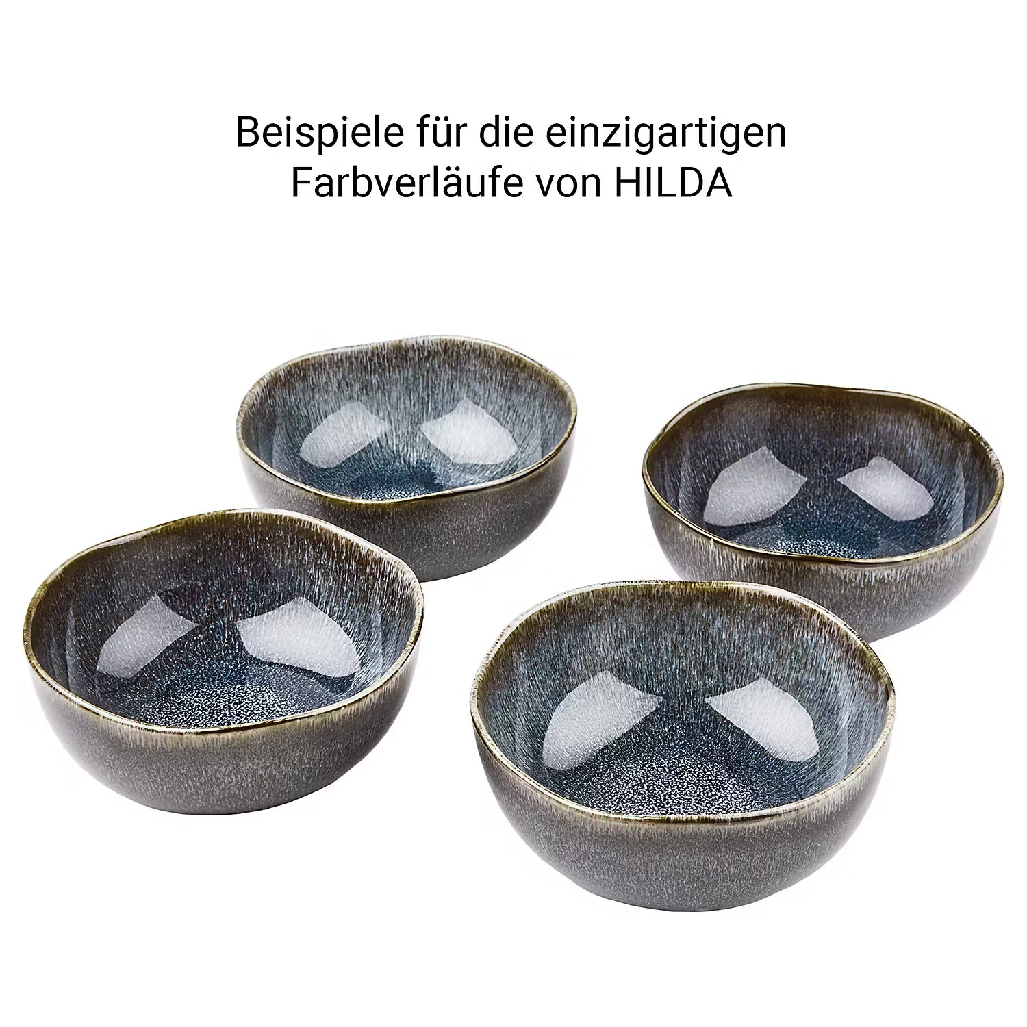 HILDA Schale 4er-Set - Steinzeug - Dunkelblau
