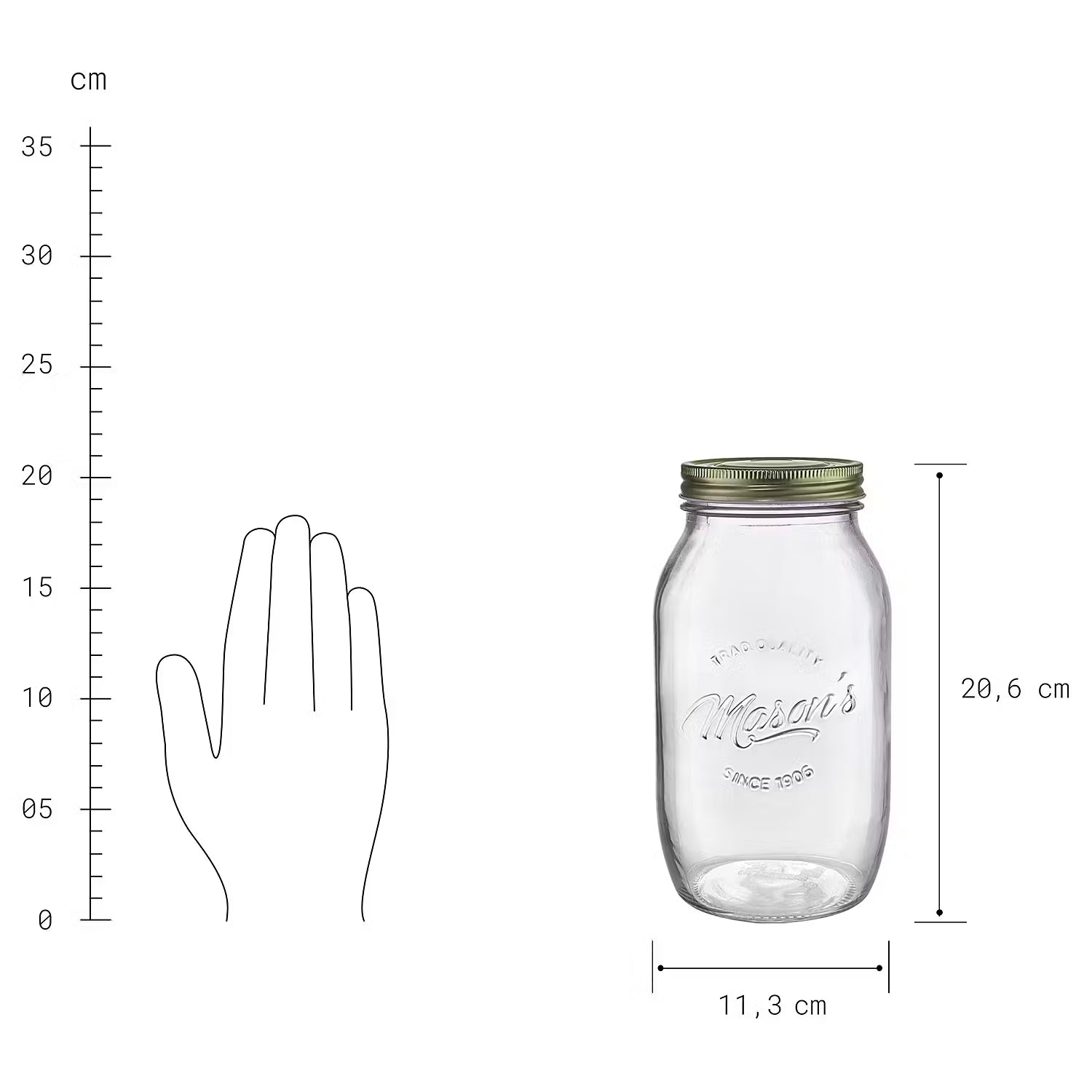 MASON'S Aufbewahrungsglas 3-tlg. - Klarglas - Transparent