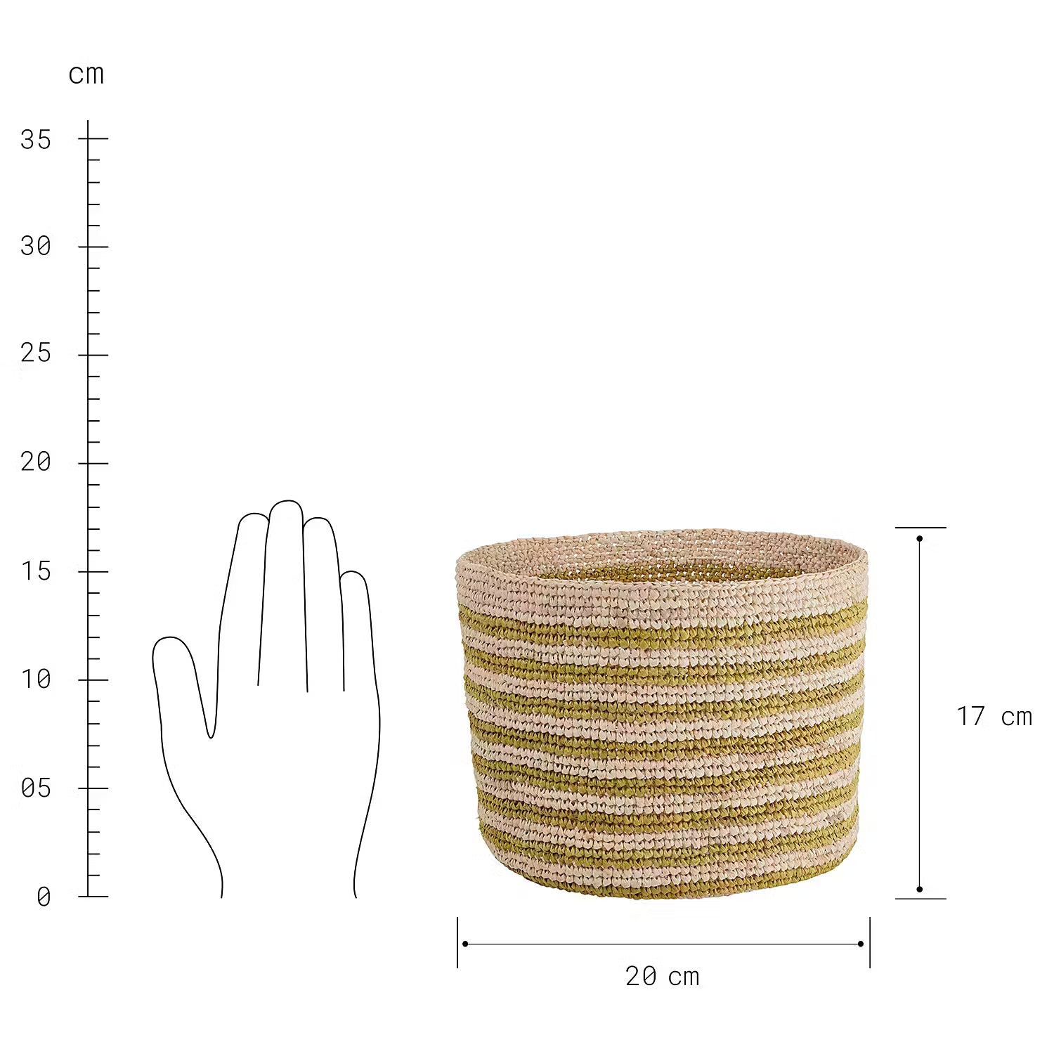 ISALO Korb-Set 4-tlg. - Raffia - Beige / Gelb