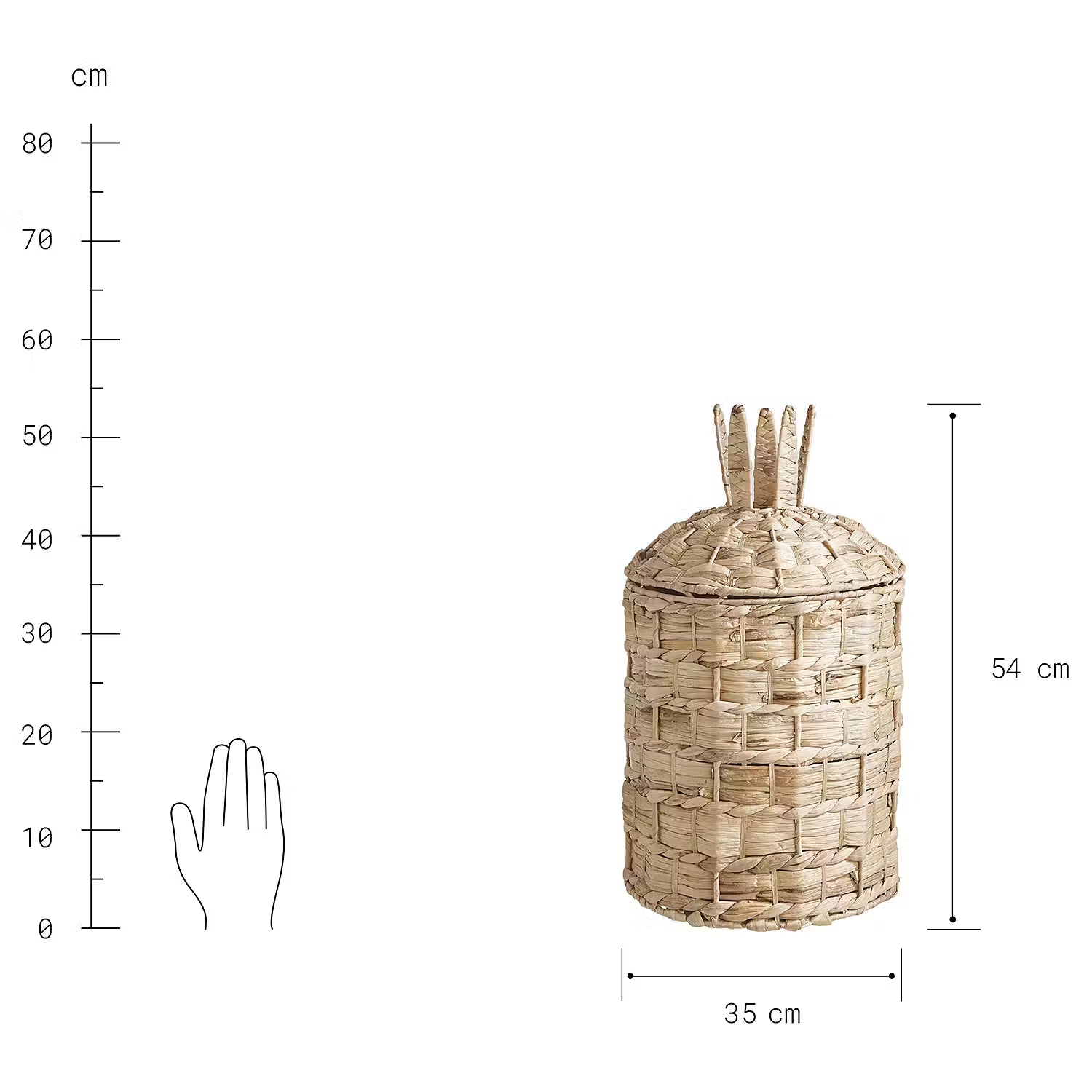 PINEAPPLE Korb - Aluminium / Papier - Natur - Höhe: 54 cm