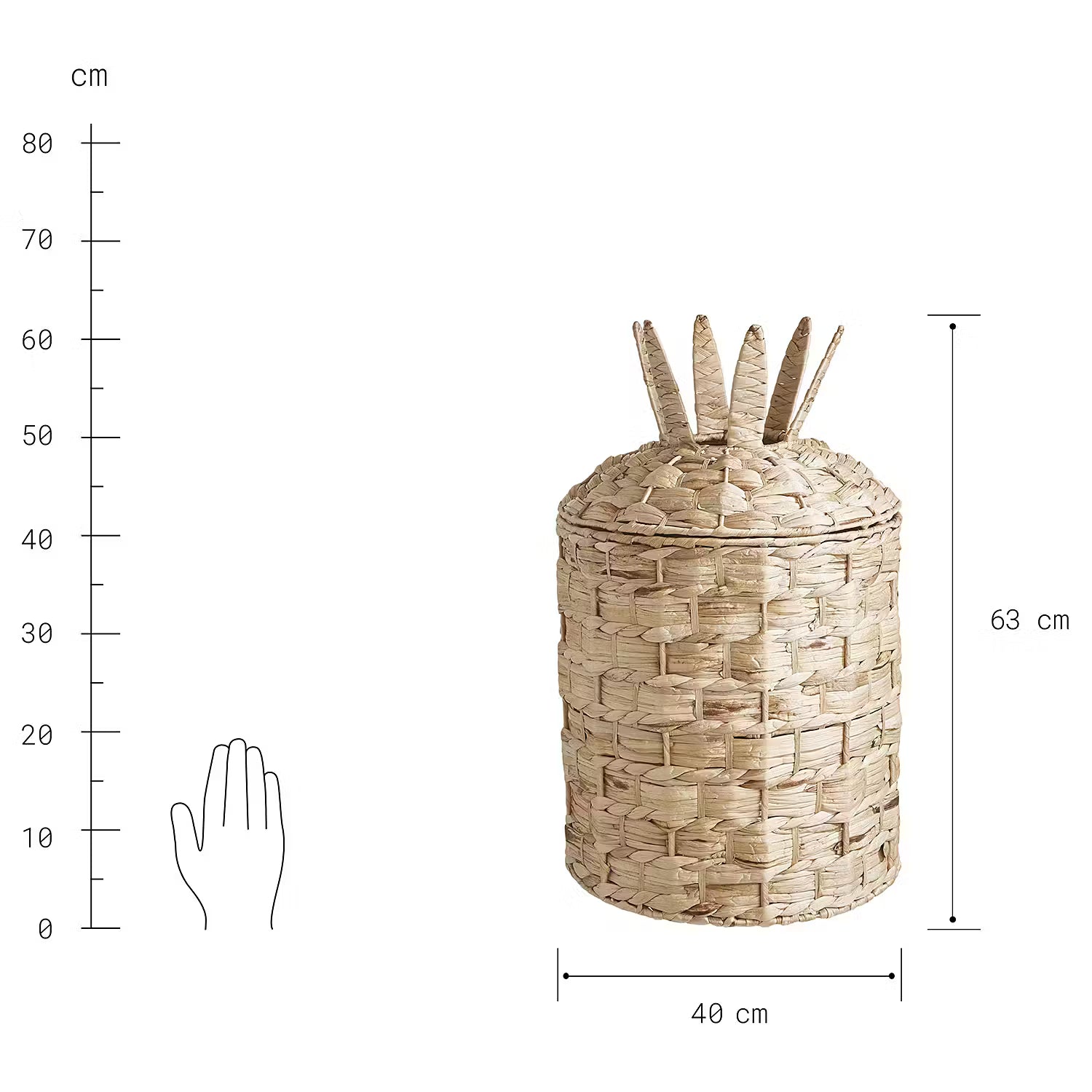 PINEAPPLE Korb - Aluminium / Papier - Natur - Höhe: 63 cm