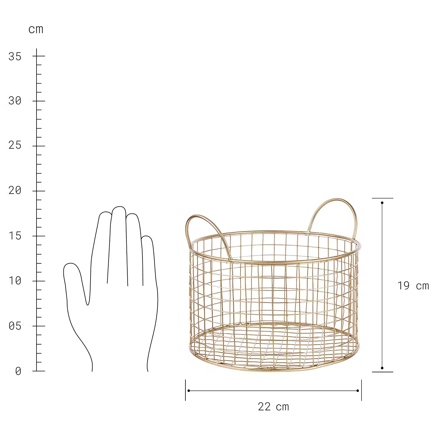 HOOP Korb - Aluminium, poliert - Gold - Höhe: 19 cm