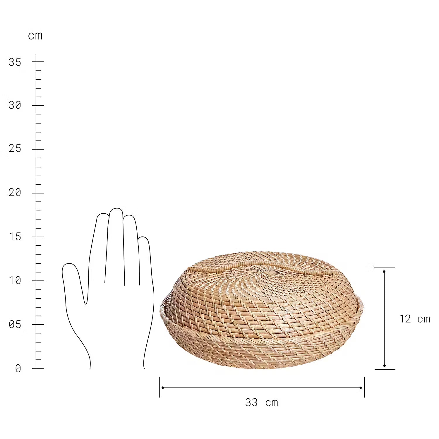 RONDA Korbschale - Rattan - Natur - Durchmesser: 33 cm