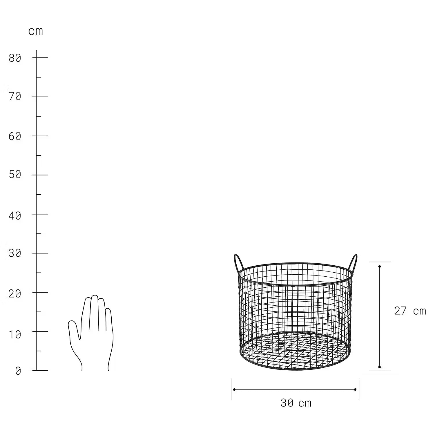 HOOP Korb - Aluminium, poliert - Schwarz - Höhe: 27 cm
