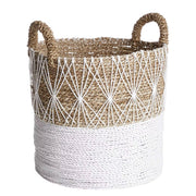 WHITE BEACH Korb - Kunststoff / Baumwolle - Natur / Weiß - Höhe: 36 cm