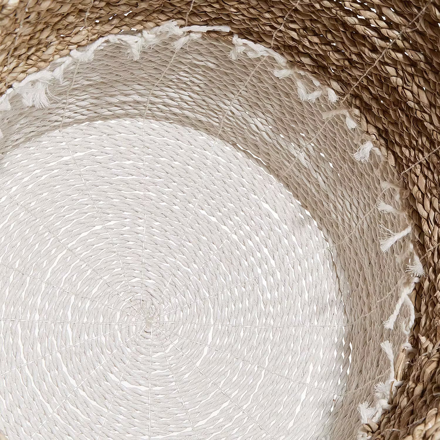 WHITE BEACH Korb - Kunststoff / Baumwolle - Natur / Weiß - Höhe: 36 cm