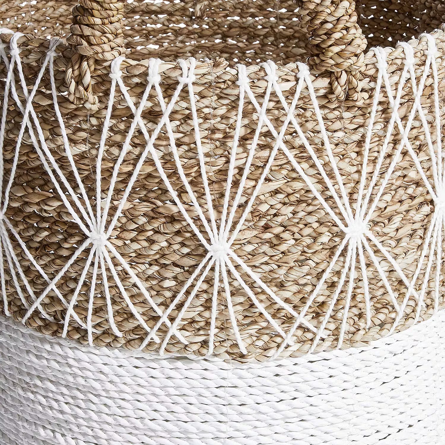 WHITE BEACH Korb - Kunststoff / Baumwolle - Natur / Weiß - Höhe: 36 cm