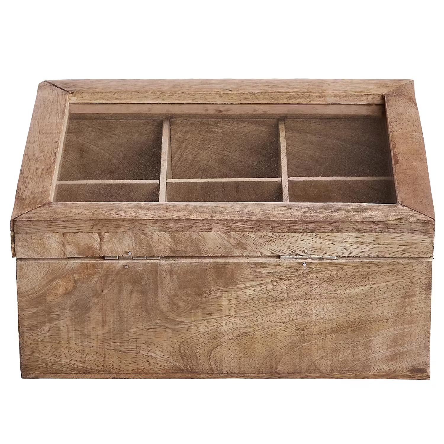 TEA TIME Teebox mit Lasergravur - Mangoholz / Klarglas - Braun