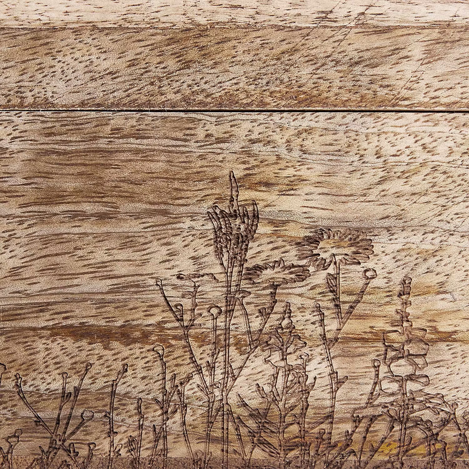 TEA TIME Teebox mit Lasergravur - Mangoholz / Klarglas - Braun