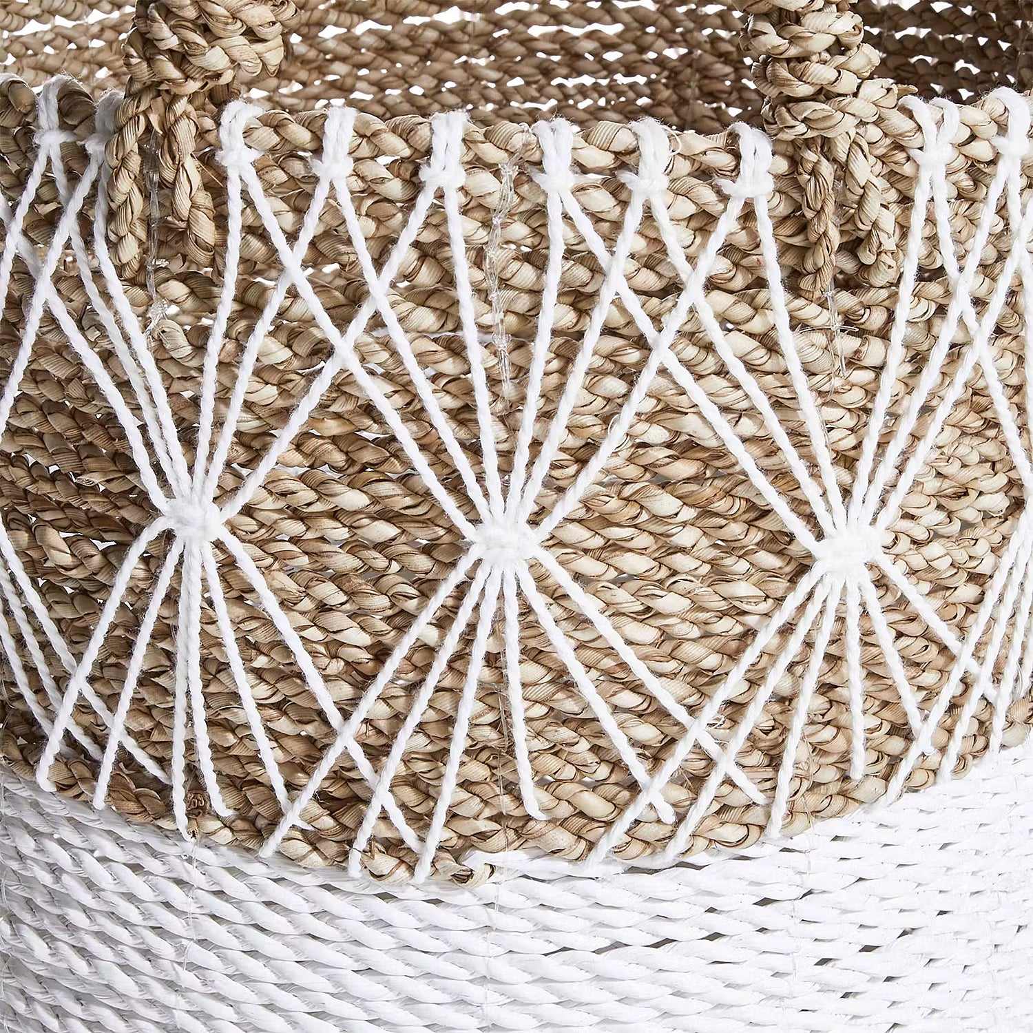 WHITE BEACH Korb - Kunststoff / Baumwolle - Natur / Weiß - Höhe: 32 cm