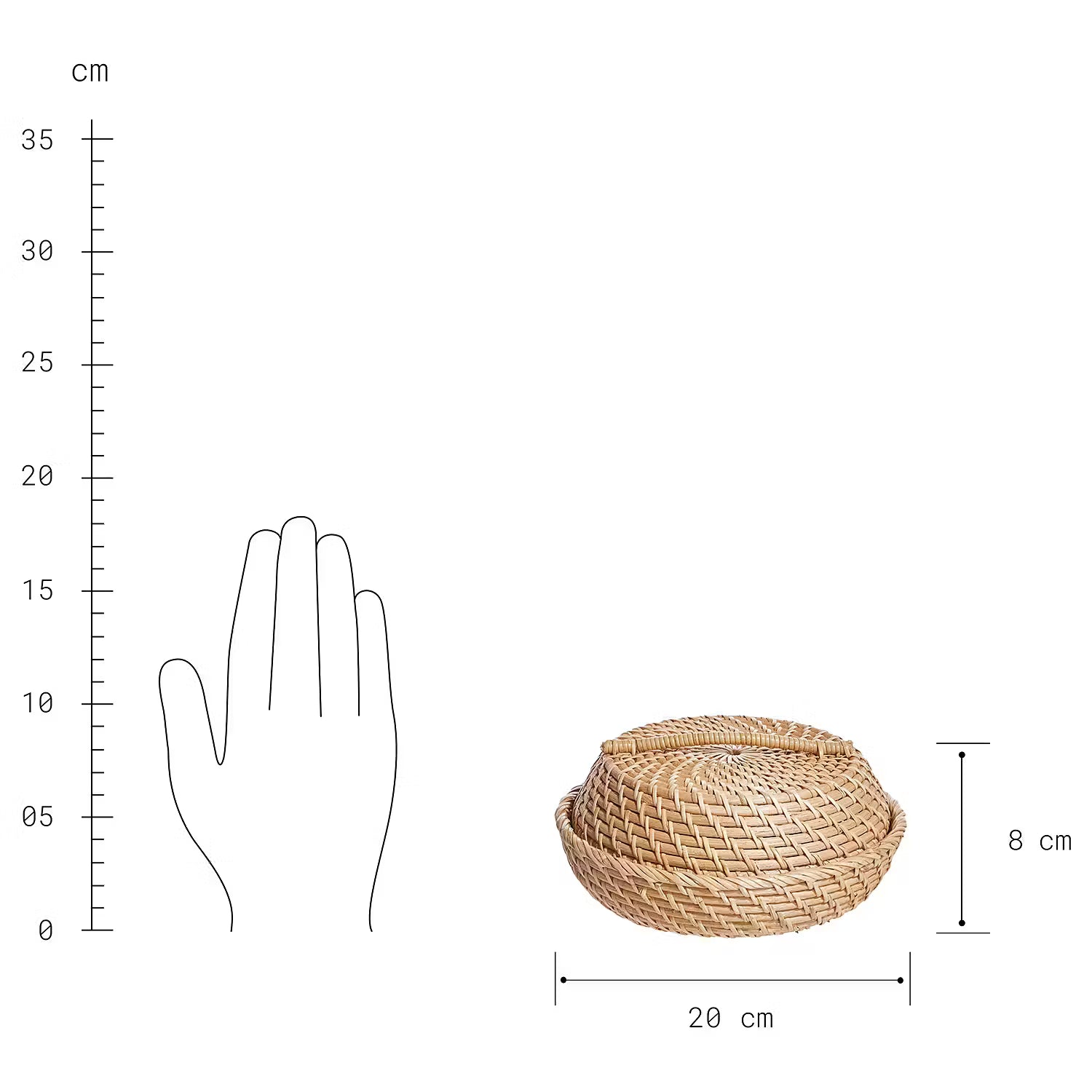 RONDA Korbschale - Rattan - Natur - Durchmesser: 20 cm