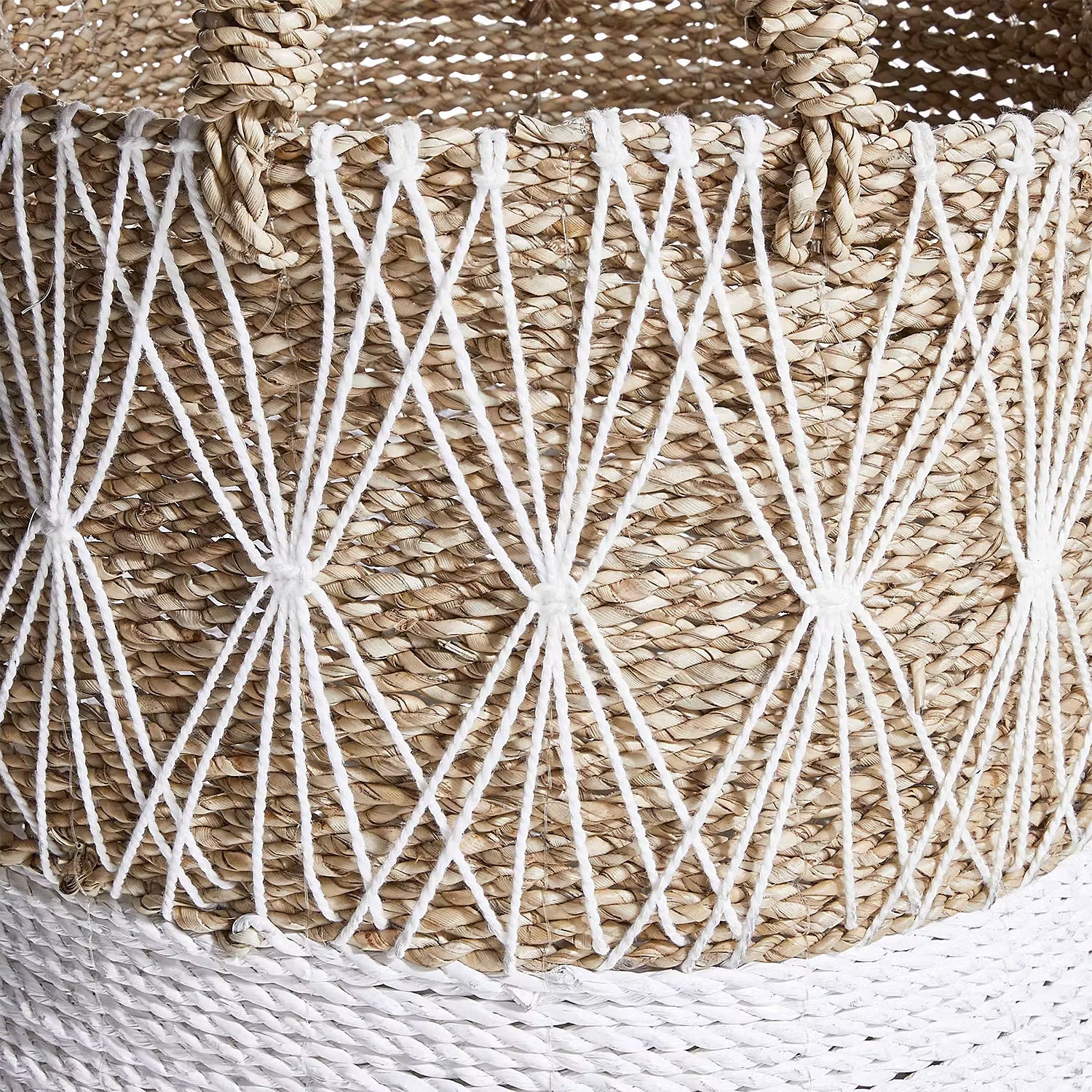 WHITE BEACH Korb - Kunststoff / Baumwolle - Natur / Weiß - Höhe: 40 cm