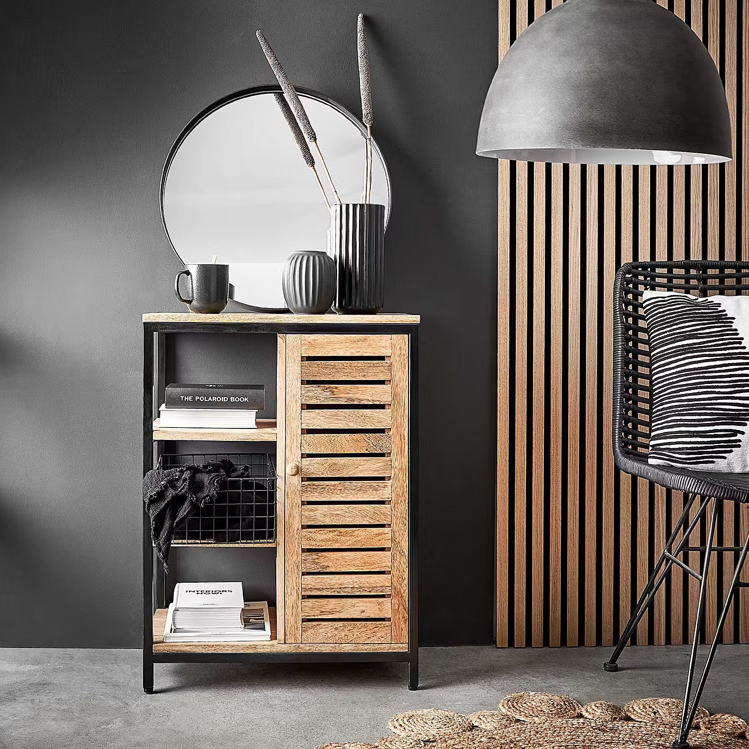 MANGOLINE Kommode - Eisen / Mango - Braun / Schwarz
