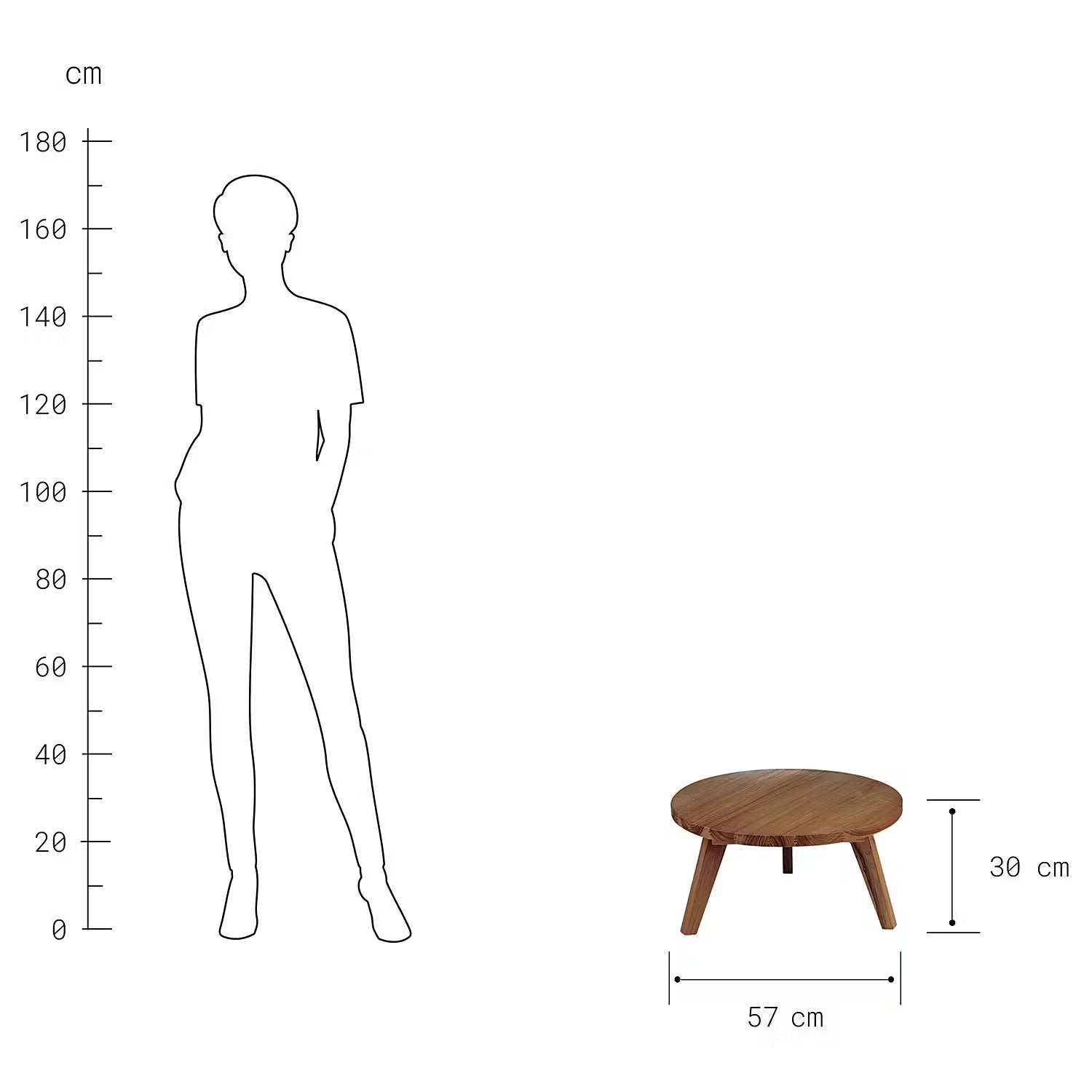 TEAK TIME Couchtisch - Teakholz - Braun