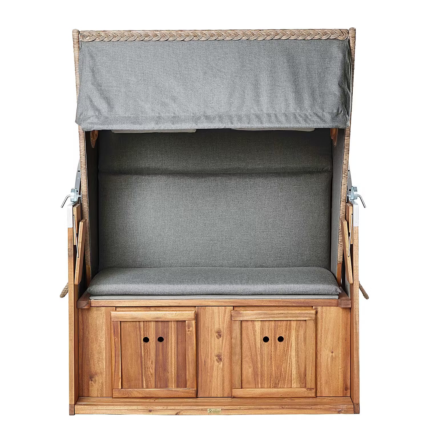 SYLT Strandkorb - Polyethylen / Polyester / Akazie - Grau / Braun