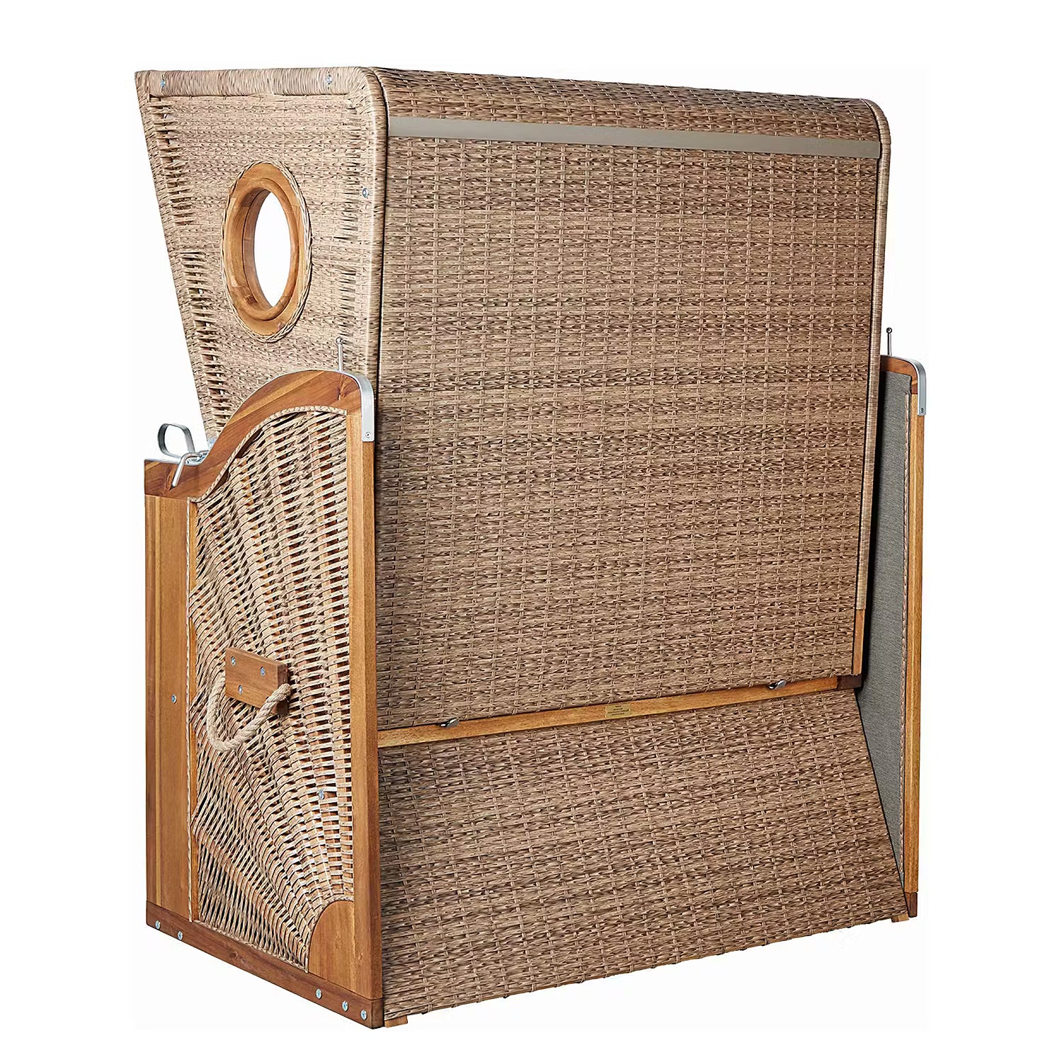 SYLT Strandkorb - Polyethylen / Polyester / Akazie - Grau / Braun