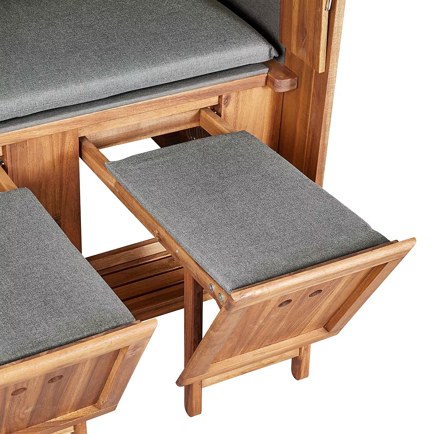 SYLT Strandkorb - Polyethylen / Polyester / Akazie - Grau / Braun