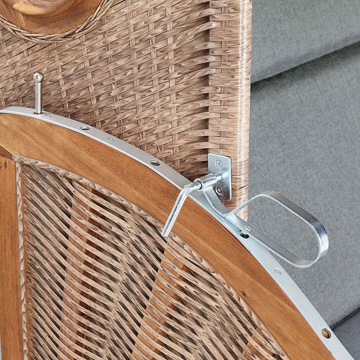 SYLT Strandkorb - Polyethylen / Polyester / Akazie - Grau / Braun