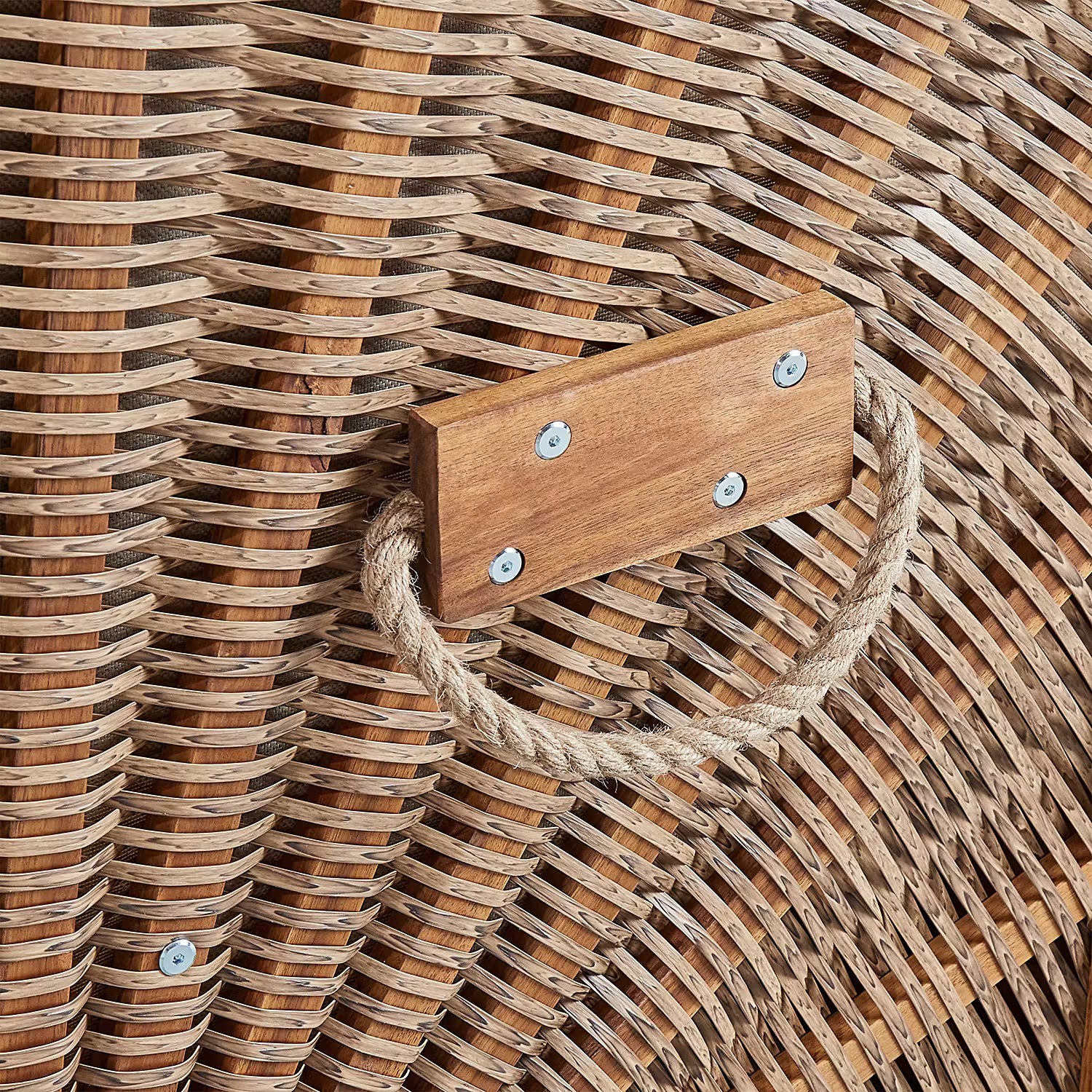SYLT Strandkorb - Polyethylen / Polyester / Akazie - Grau / Braun