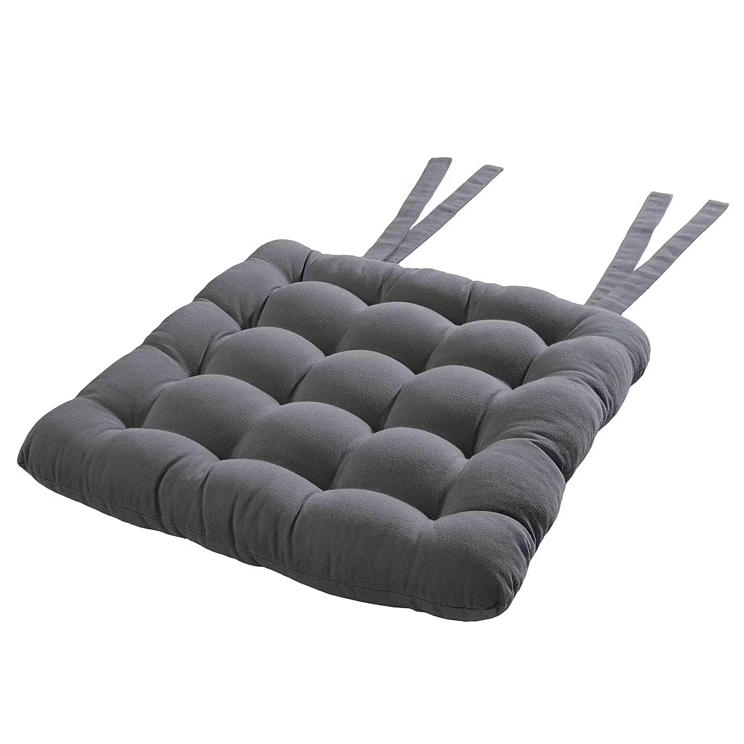 SOLID Stuhlkissen mit Bändchen - Baumwolle / Polyester - Grau