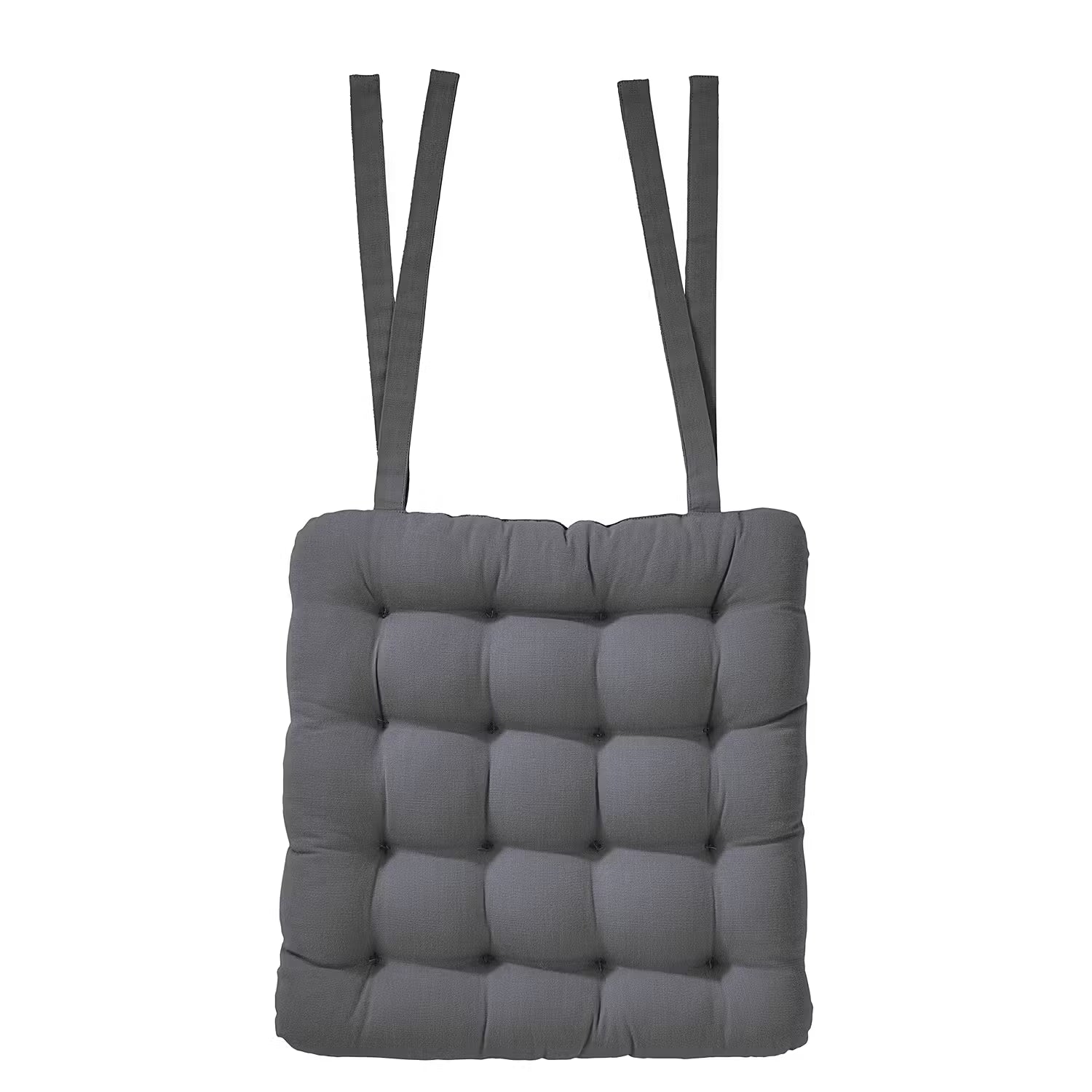 SOLID Stuhlkissen mit Bändchen - Baumwolle / Polyester - Grau