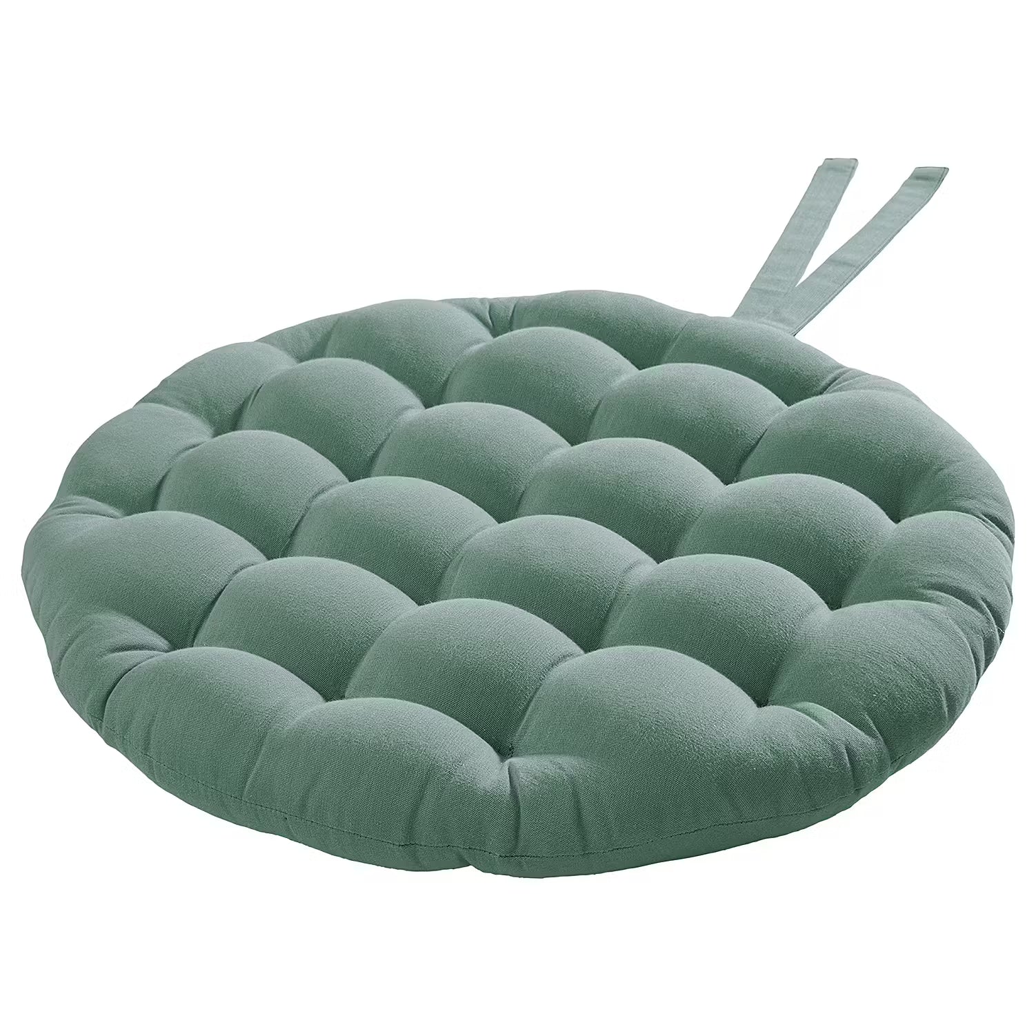 SOLID Stuhlkissen mit Bändchen - Baumwolle - Salbei