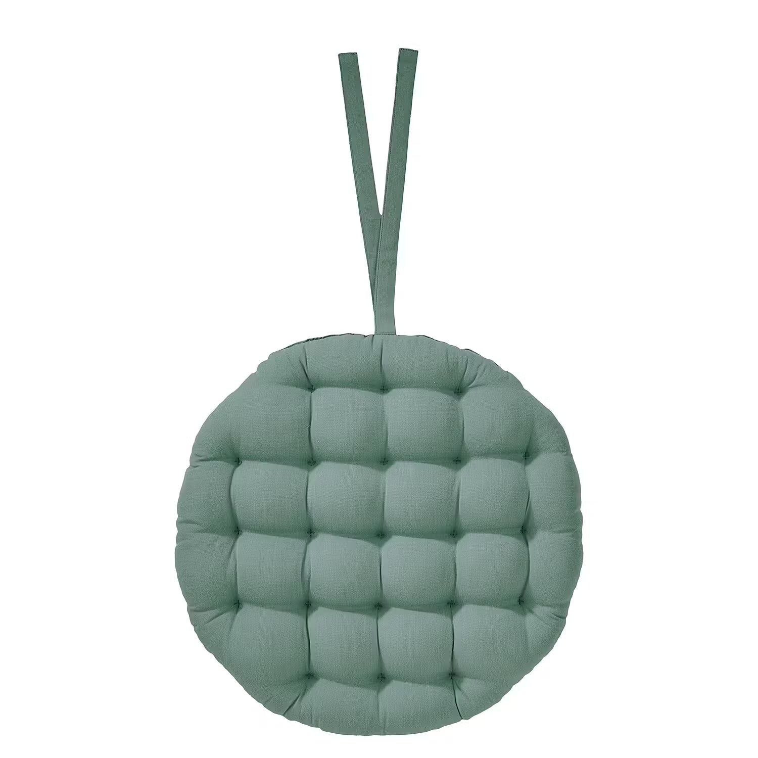 SOLID Stuhlkissen mit Bändchen - Baumwolle - Salbei