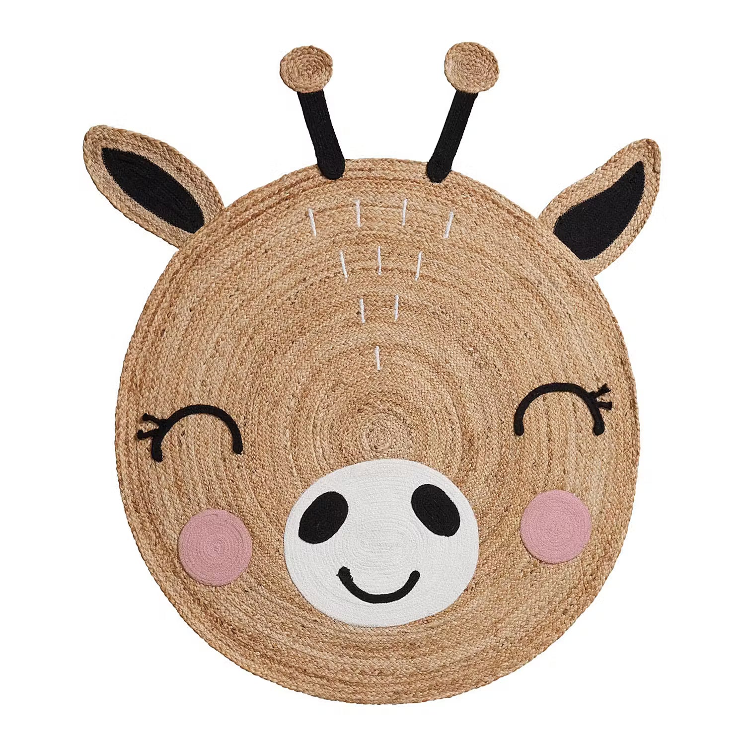 TINY TOWN Kinderteppich Giraffe - Hanf / Baumwolle - Mehrfarbig - 110 x 110 cm