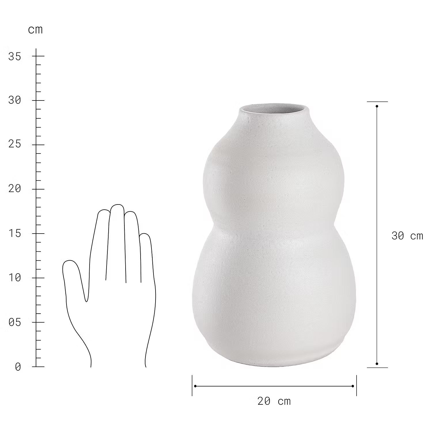 AYAKA Vase - Terracotta - Weiß - Höhe: 30 cm