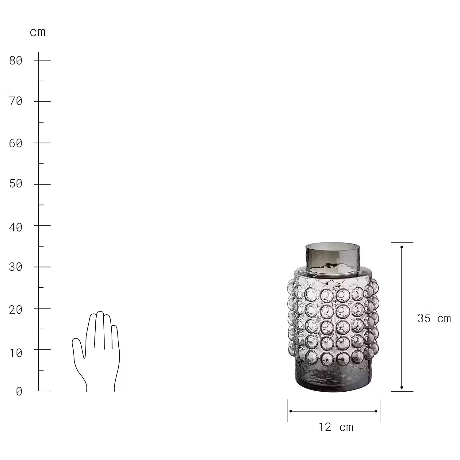 BUBBLE Vase - Rauchglas - Grau