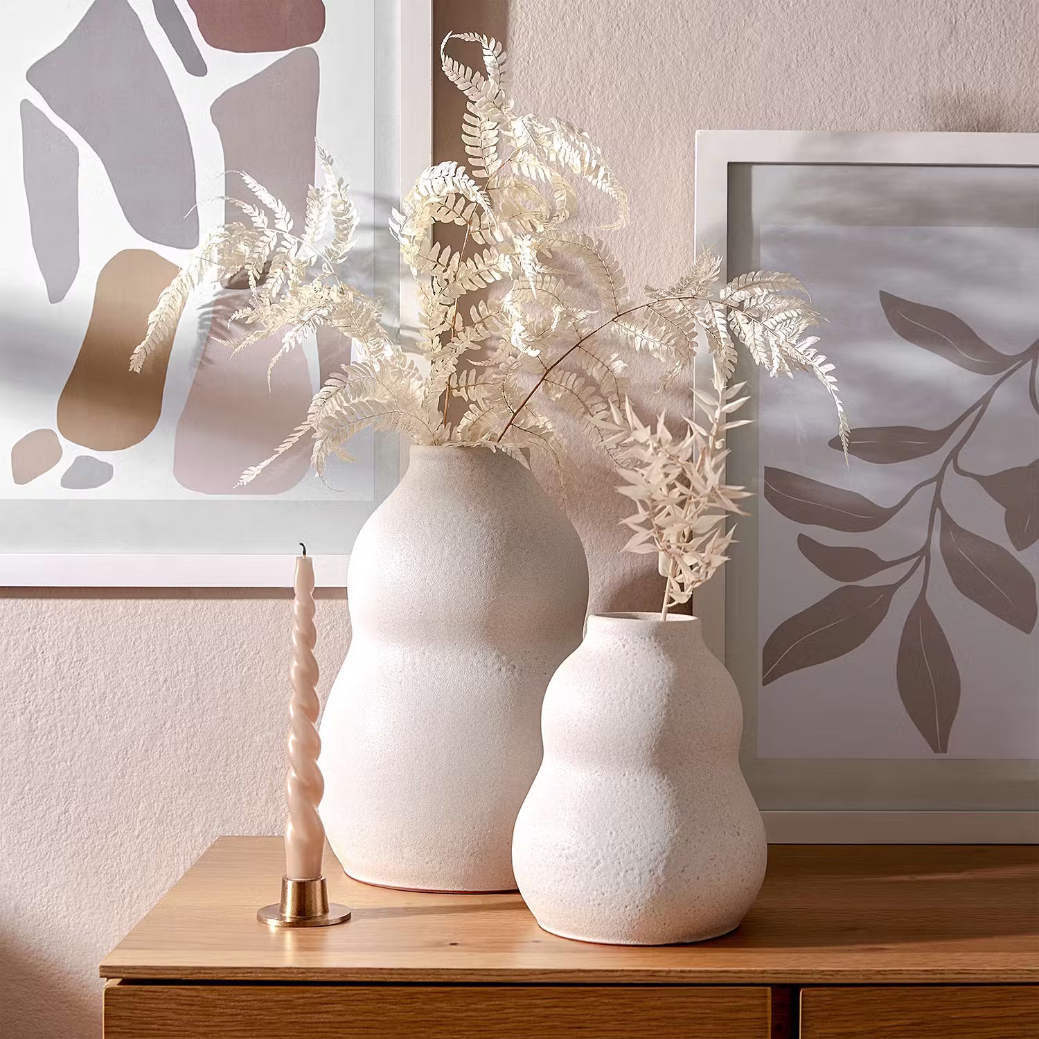 AYAKA Vase - Terracotta - Weiß - Höhe: 20 cm