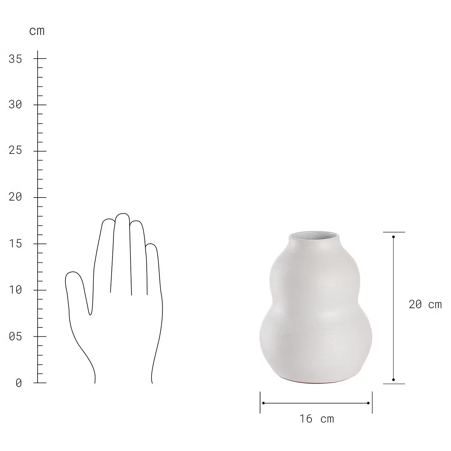 AYAKA Vase - Terracotta - Weiß - Höhe: 20 cm