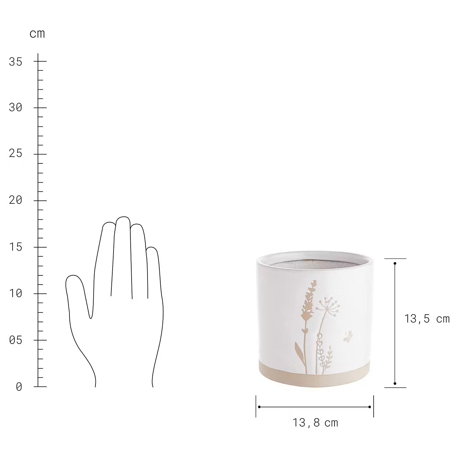 COTTAGE Blumentopf - Steingut - Beige