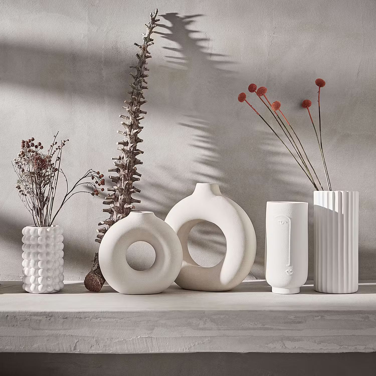 BUBBLE Vase - Steingut - Weiß