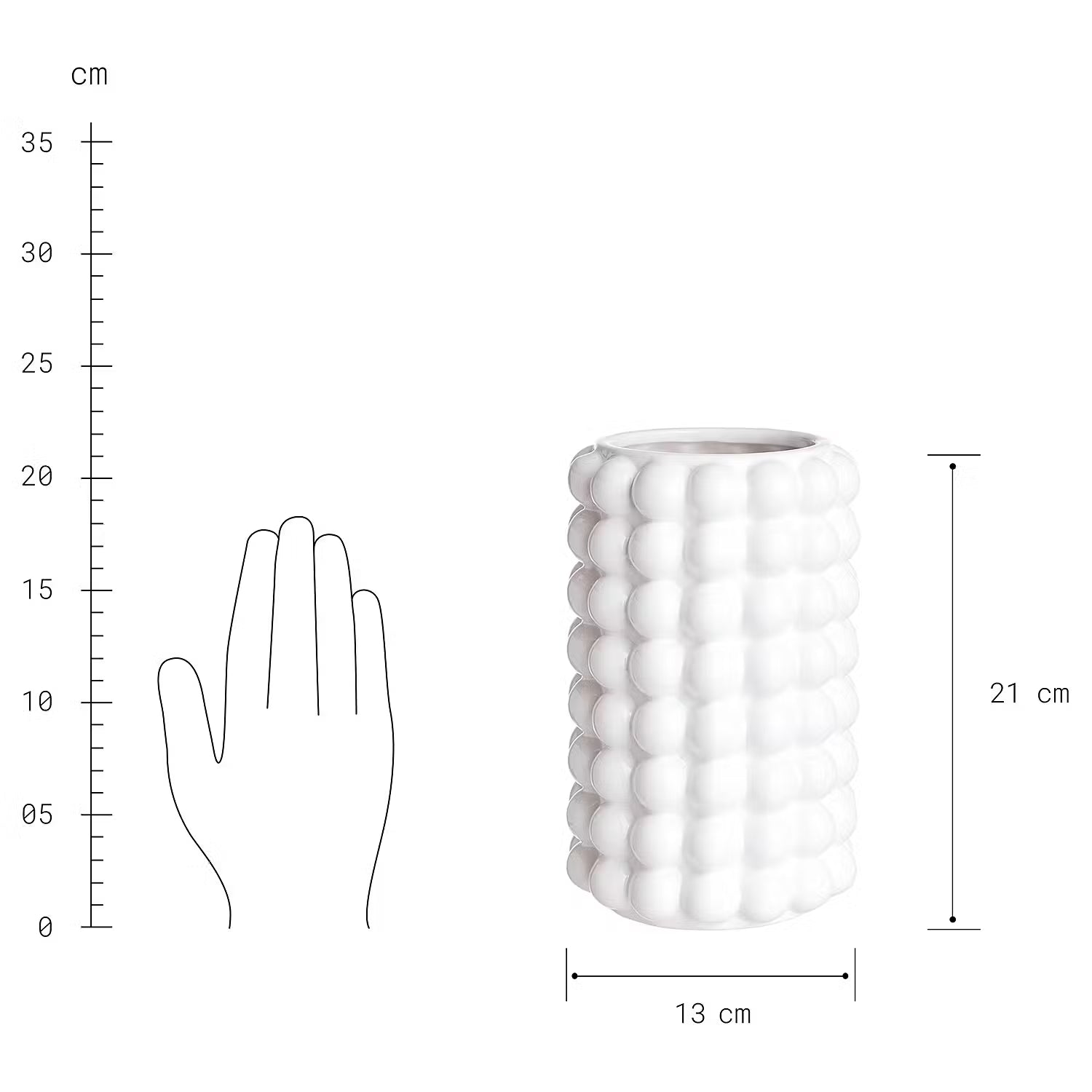 BUBBLE Vase - Steingut - Weiß