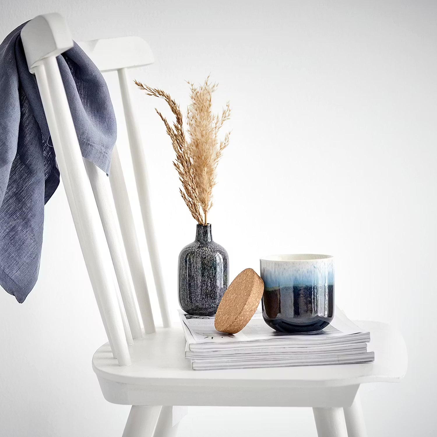 NORDIC SEA Mini-Vase - Steingut - Blau
