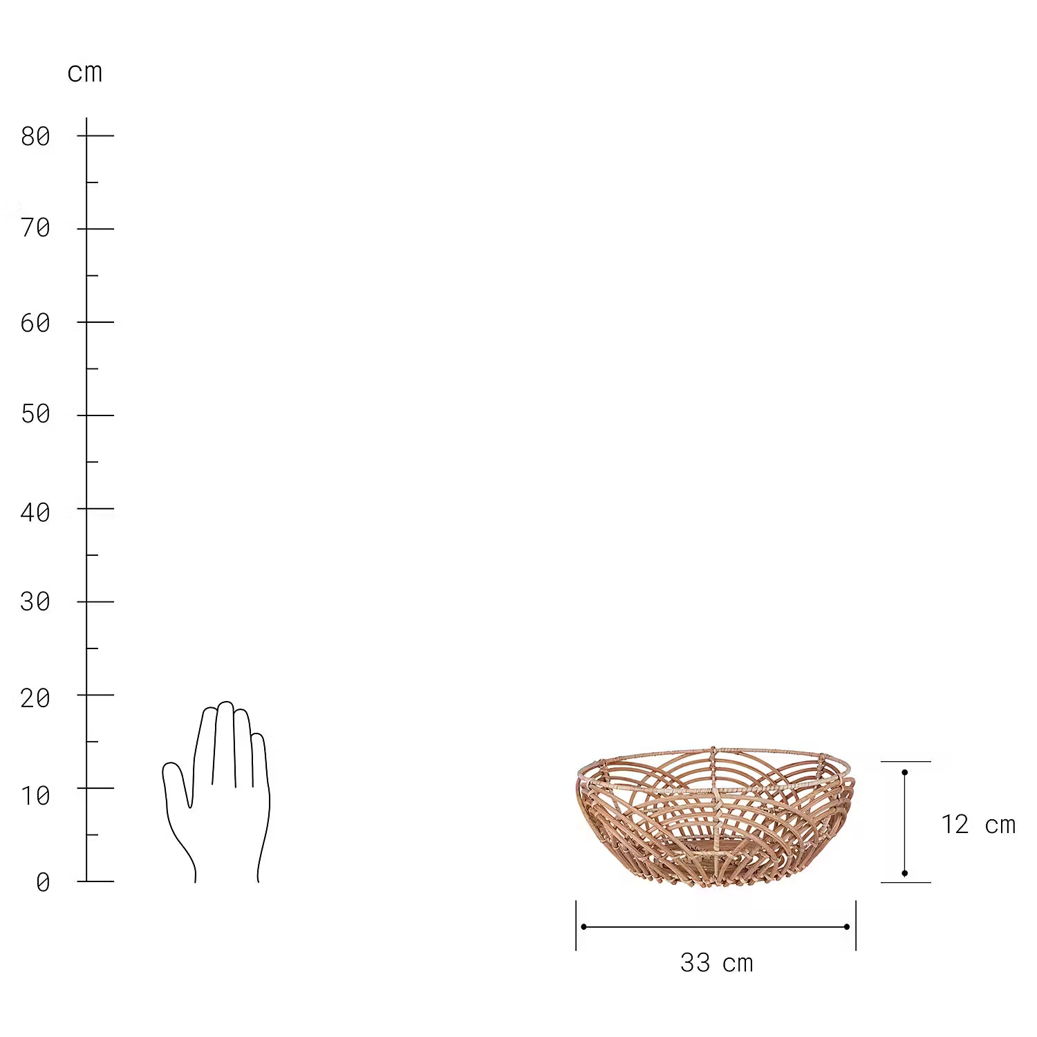 BOTANICAL Korbschale - Rattan - Braun - Durchmesser: 33 cm