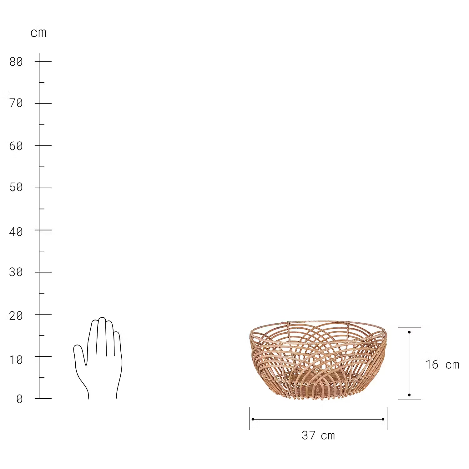 BOTANICAL Korbschale - Rattan - Braun - Durchmesser: 37 cm