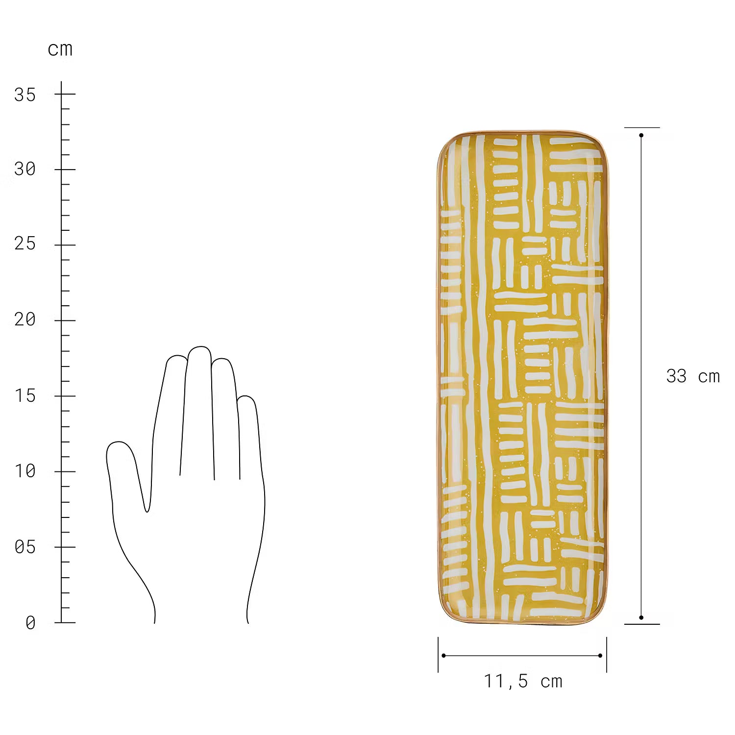 PATTERY Deko-Tablett - Aluminium / Emaille - Gelb