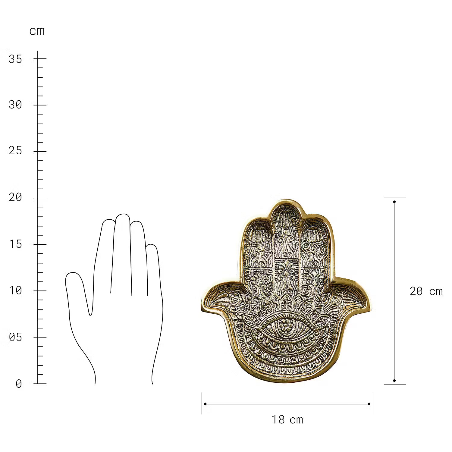 HAMSA Deko-Schale - Aluminium - Gold