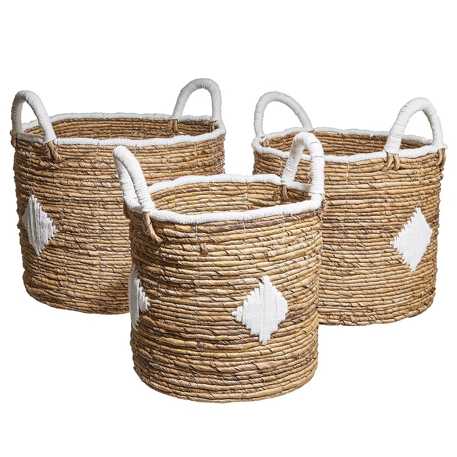 BANANAS Korb - Baumwolle / Polyester - Braun / Weiß - Durchmesser: 30 cm