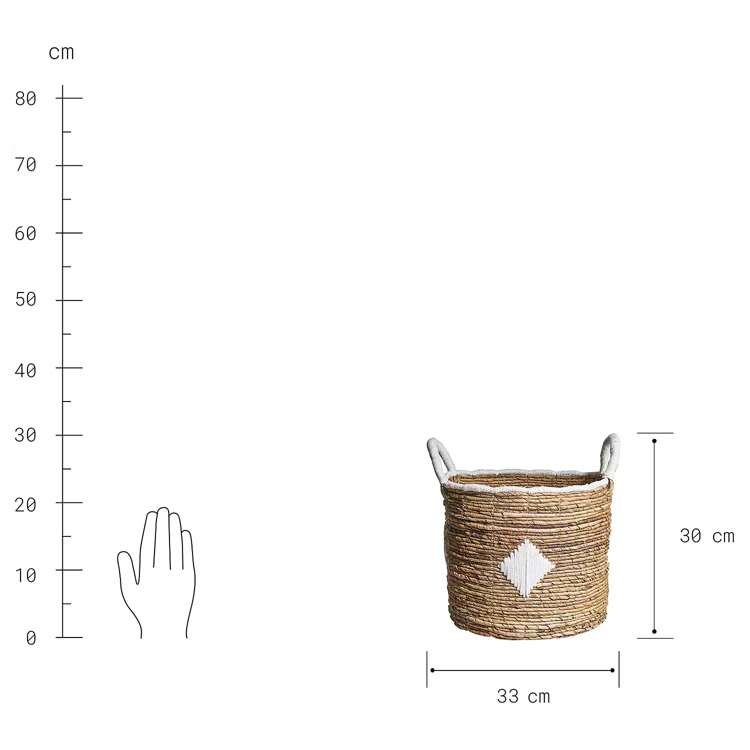 BANANAS Korb - Baumwolle / Polyester - Braun / Weiß - Durchmesser: 30 cm